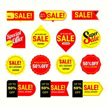 Sales label collection. Vector labels for design discount banners.