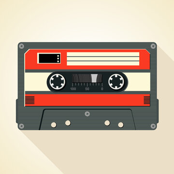 audio cassette tape, vintage retro vector illustration 