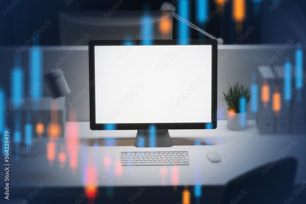 Poster mock up computer screen and graphs