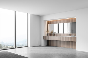 White and wooden bathroom corner with sink