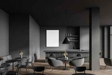 Dark grey loft pub with poster