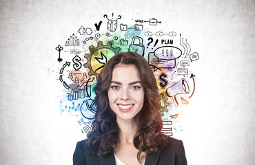 Fototapeta premium Smiling young woman and her business goal