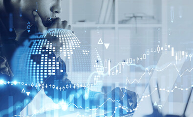 African man in office, financial interface