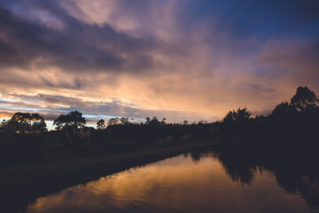 sunrise refleciton pond in Kerikeri, bay of islands, northland, New Zealand