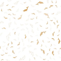 Light Orange vector seamless pattern with sea dolphins. Shining illustration of colorful gradient sea dolphins. Natural design for wallpapers.