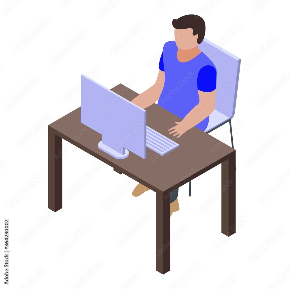 Poster desktop pc kid programming icon. isometric of desktop pc kid programming vector icon for web design 