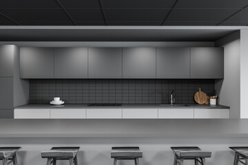 Bar counter in grey pub