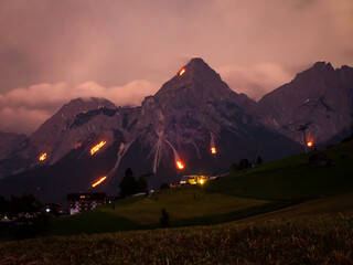 Mountain fires at the Tiroler Zugspitz Arena in Ehrwald