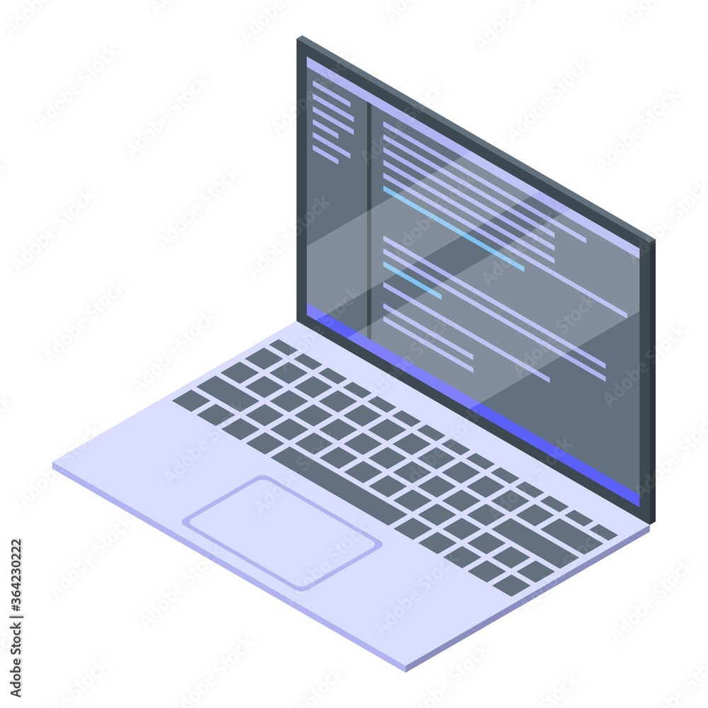 Poster laptop programming icon. isometric of laptop programming vector icon for web design isolated on whit