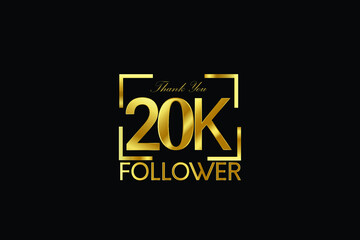 20K, 20.000 Follower Thank you Luxury Black Gold Cubicle style for internet, website, social media - Vector