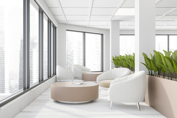 White office waiting room with armchairs