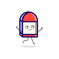 illustration vector of eraser cartoon character. back to school concept.