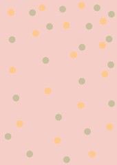 Multicolored dot background. Pastel pink, green, and yellow polkadot. Cute, girly, simple, minimalistic background for your brand with empty space for text or name. Image illustration drawing