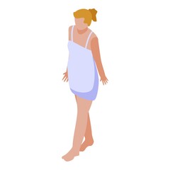 Girl in sauna icon. Isometric of girl in sauna vector icon for web design isolated on white background