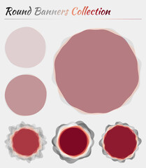 Colorful round abstract shapes. Circular backgrounds in red grey colors. Creative vector illustration.