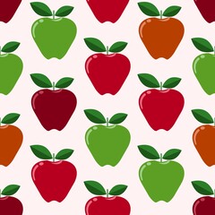 colourful cute kiddy apples fruit seamless pattern for background, wallpaper, banner, label, texture, cover, card etc. vector design.