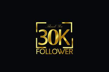 Fototapeta premium 30K, 30.000 Follower Thank you Luxury Black Gold Cubicle style for internet, website, social media - Vector