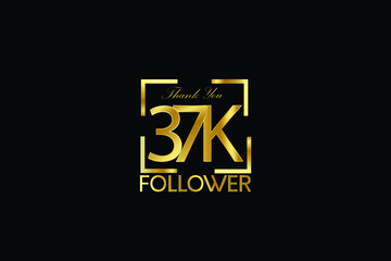 Obraz premium 37K, 37.000 Follower Thank you Luxury Black Gold Cubicle style for internet, website, social media - Vector