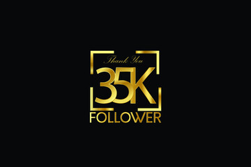 35K, 35.000 Follower Thank you Luxury Black Gold Cubicle style for internet, website, social media - Vector