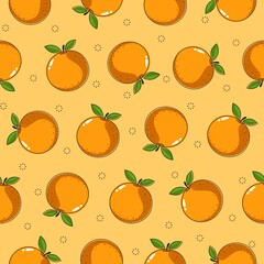 orange seamless pattern cartoon style for background, wallpaper, banner, label, cover, card, texture etc. vector design.