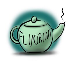 Fluorine inside a green teapot