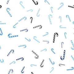 Light BLUE vector seamless background with tasty xmas sweets.