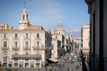 Catania city center and via Etnea, Sicily, Italy