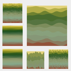 Abstract waves background collection. Curves in red green colors. Appealing vector illustration.