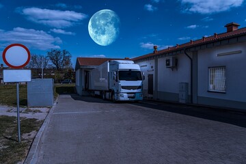 delivery of goods at night, logistics background