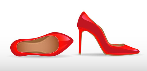 Vector illustration. Women's high-heeled shoes. 