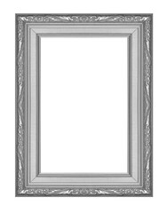 Antique silver gray  frame isolated on white background, clipping path.