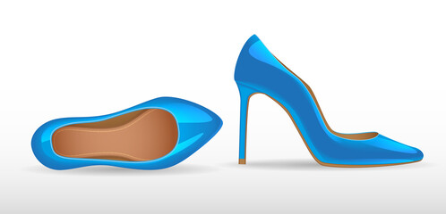 Vector illustration. Women's high-heeled shoes. 