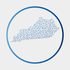 Kentucky icon. Network map of the US state. Round Kentucky sign with gradient ring. Technology, internet, network, telecommunication concept. Vector illustration.