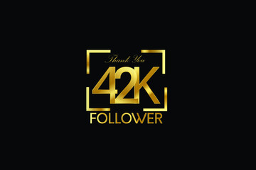 42K, 42.000 Follower Thank you Luxury Black Gold Cubicle style for internet, website, social media - Vector