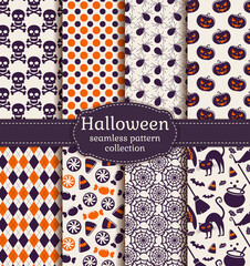Halloween seamless patterns. Vector set.