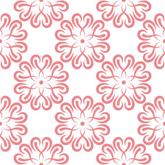 Pink floral seamless pattern on white background