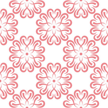Pink floral seamless pattern on white background