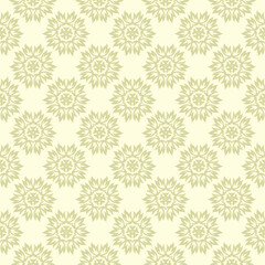Olive green design wih flowers. Seamless pattern