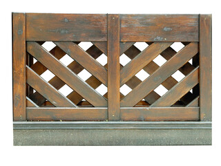 Wooden fence at ranch isolated over white background