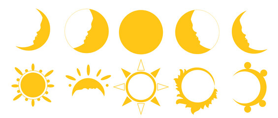 yellow moon and sun icons