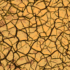 Realistic cracked earth after drought, dry dirt seamless pattern