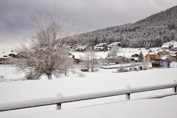 Beautiful breathtaking views of the winter nature and the small town.