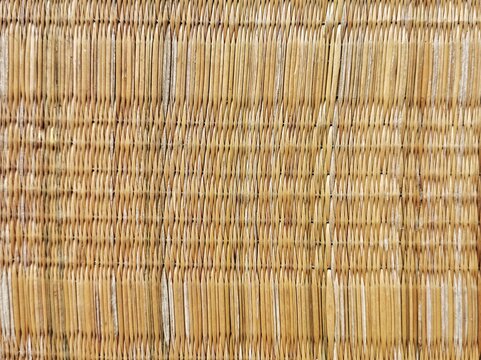 Texture of straw mat old brown color.