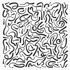 Many arrows of different curvatures are scattered around the background