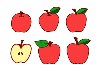 りんご リンゴ 林檎 線画 手描き ベクター イラスト