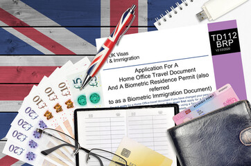 English form TD112 Application for a home office travel document and a biometric residence permit...
