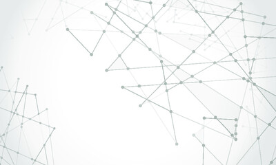 Abstract technology Network nodes, digital connection background with polygonal shapes on white Vector. science technology, data structure, connected points, web.