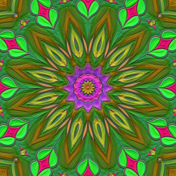 Abstract polygonal green mandala style pattern 