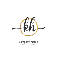 K H KH Initial handwriting and signature logo design with circle. Beautiful design handwritten logo for fashion, team, wedding, luxury logo.