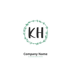 K H KH Initial handwriting and signature logo design with circle. Beautiful design handwritten logo for fashion, team, wedding, luxury logo.